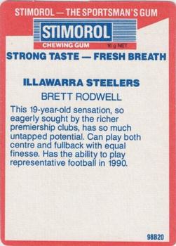 1990 Stimorol NRL #70 Brett Rodwell Back